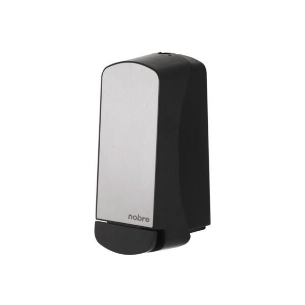 Dispenser para jabón líquido negro con tapa de acero inox